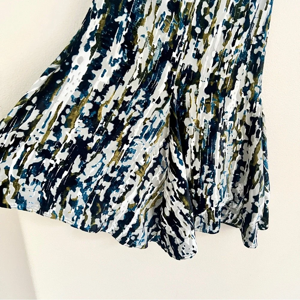 MARNI S/S 2017 Haze Print Devore Velvet Silk Burnout Skirt in Blue Green